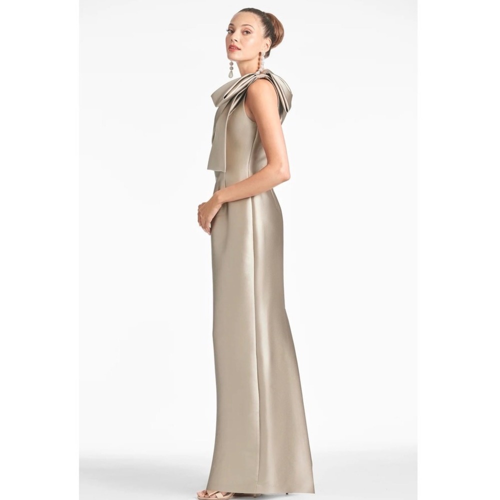 Sachin & Babi Bonnie‎ One ShoulderMikado Column Gown Pewter Sz 6 NWT$895 - Picture 4 of 7